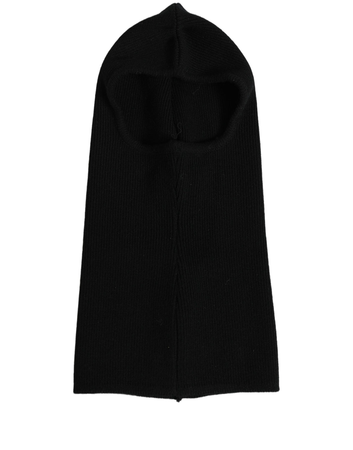 Dolce & Gabbana Men Black Wool Ribbed Knit Balaclava Wrap One Size Hat schwarz