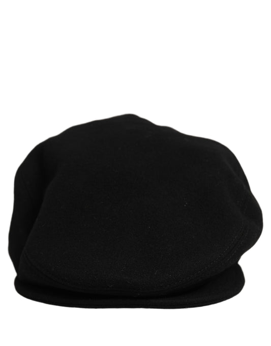 Dolce & Gabbana Men Black Wool Blend Flat Cloth Newsboy Cap Hat schwarz