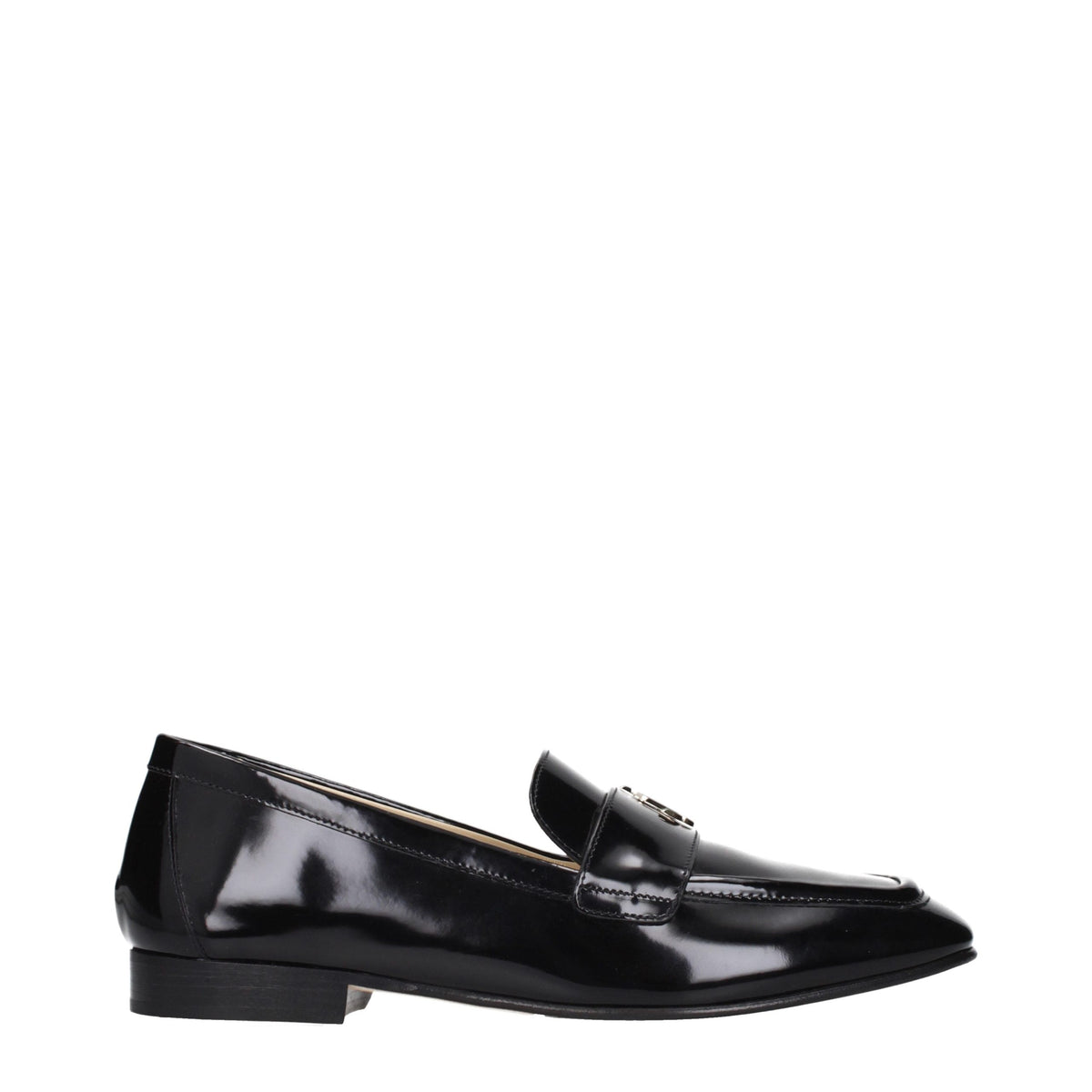 Jimmy Choo Black Leather Slip-On Loafers schwarz