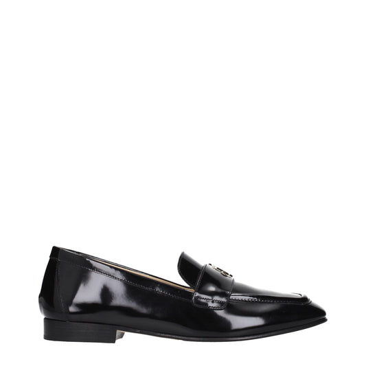Jimmy Choo Black Leather Slip-On Loafers schwarz