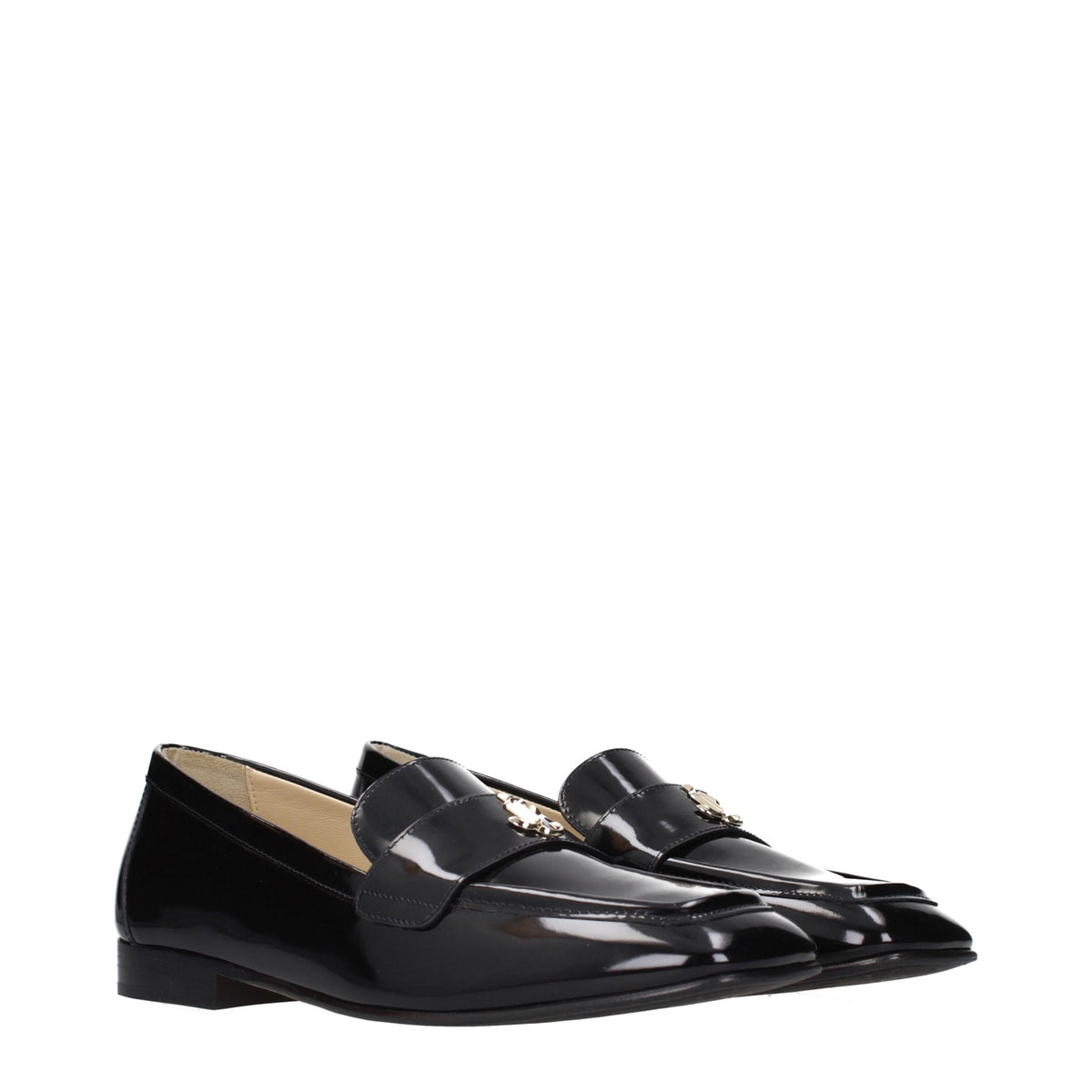 Jimmy Choo Black Leather Slip-On Loafers schwarz