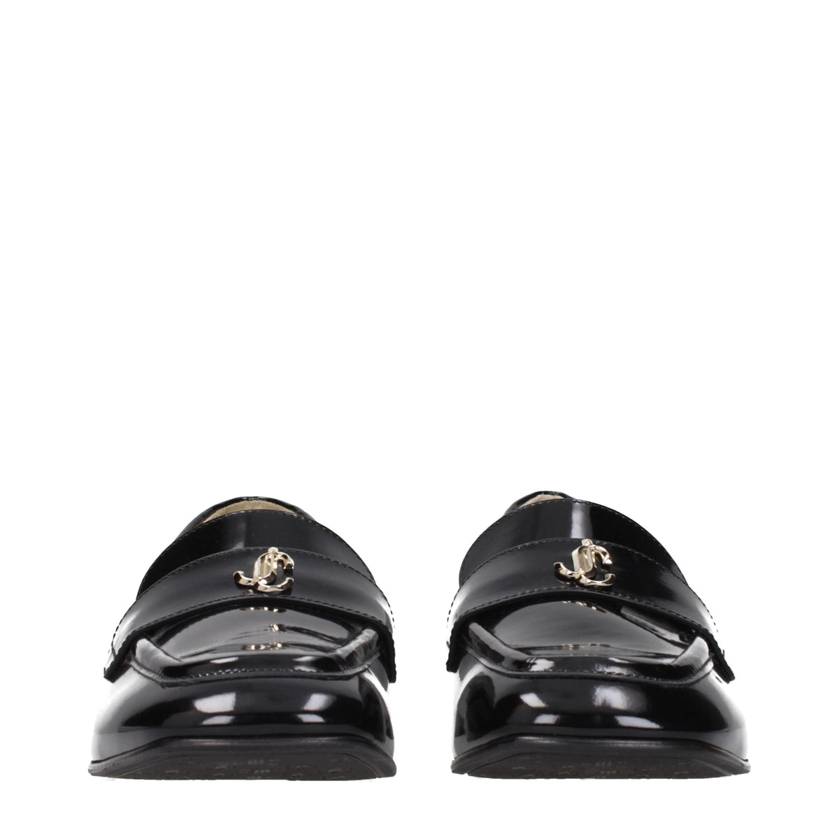 Jimmy Choo Black Leather Slip-On Loafers schwarz