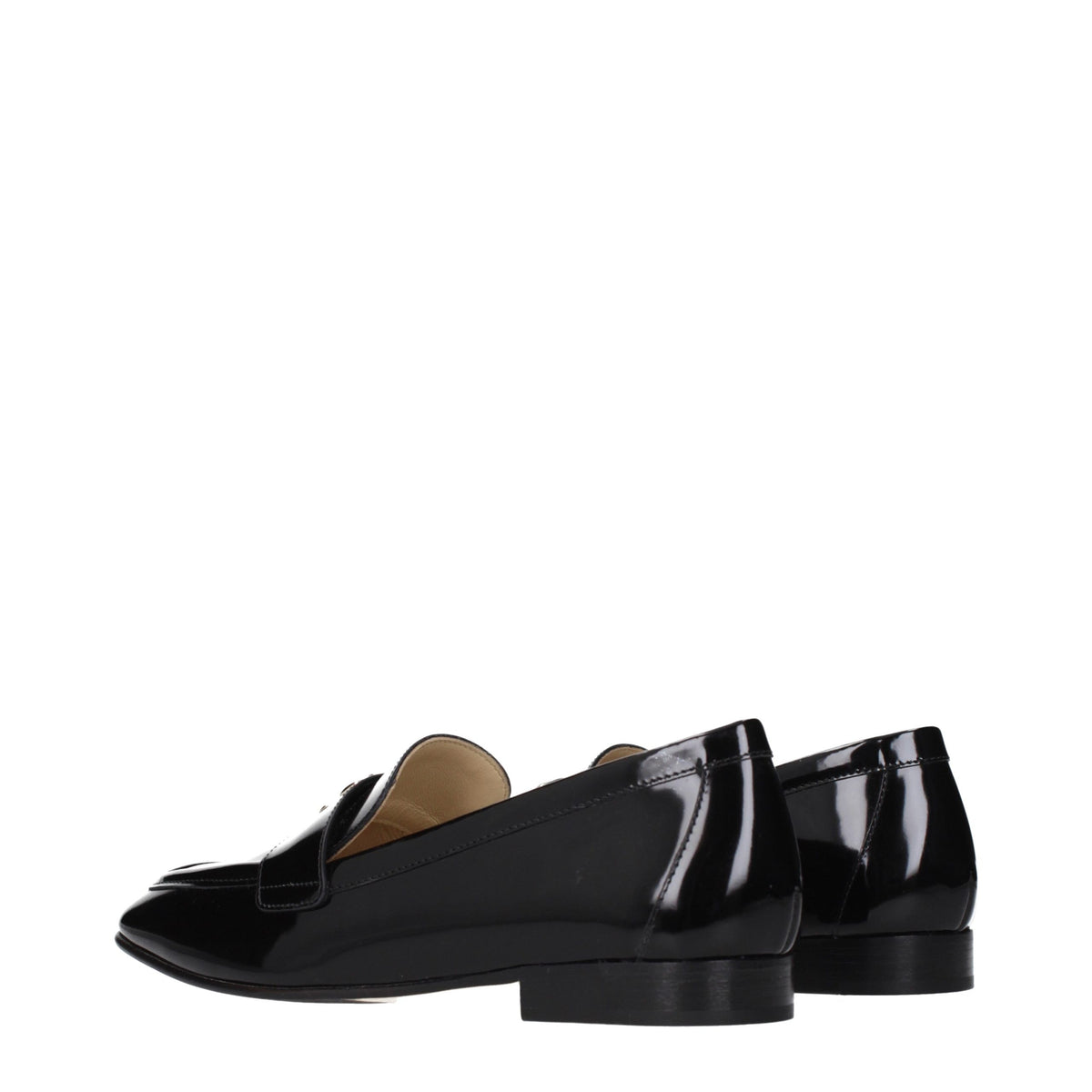 Jimmy Choo Black Leather Slip-On Loafers schwarz