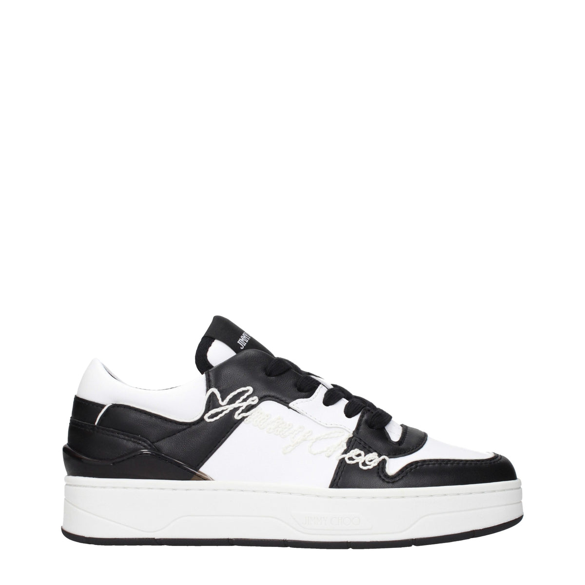 Jimmy Choo Black Leather Low Top Sneakers schwarz