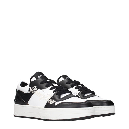 Jimmy Choo Black Leather Low Top Sneakers schwarz