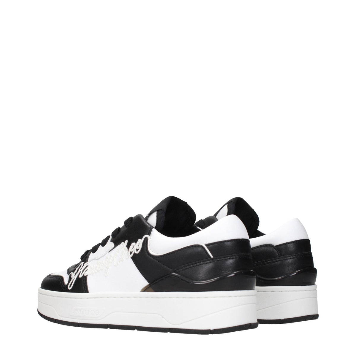 Jimmy Choo Black Leather Low Top Sneakers schwarz