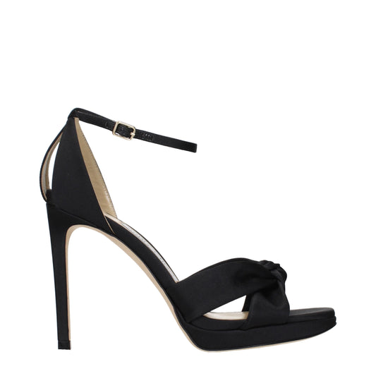 Jimmy Choo Black Satin Platform Sandals schwarz