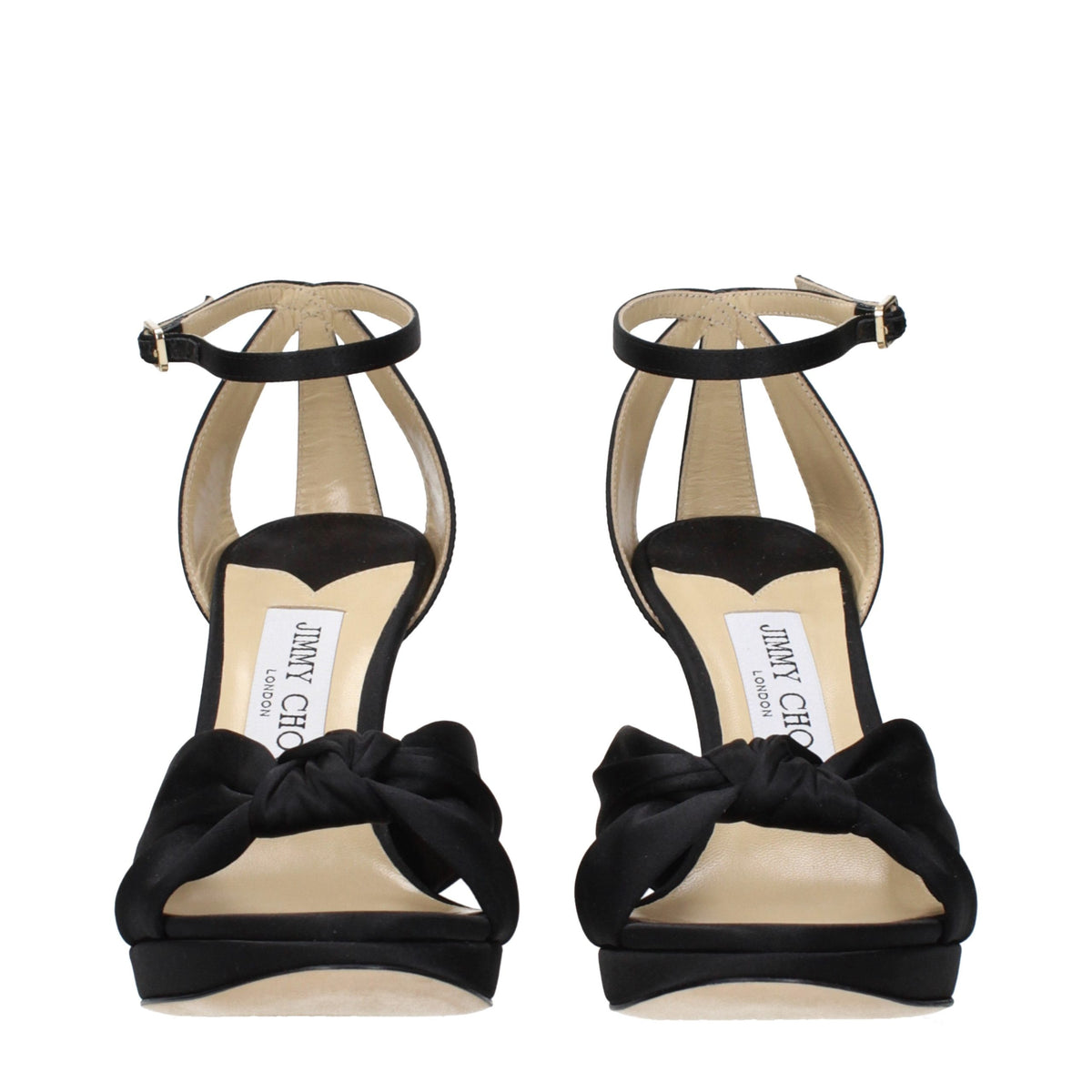 Jimmy Choo Black Satin Platform Sandals schwarz