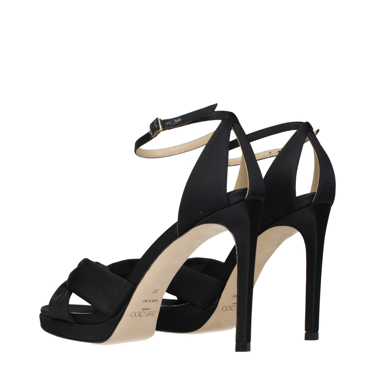 Jimmy Choo Black Satin Platform Sandals schwarz