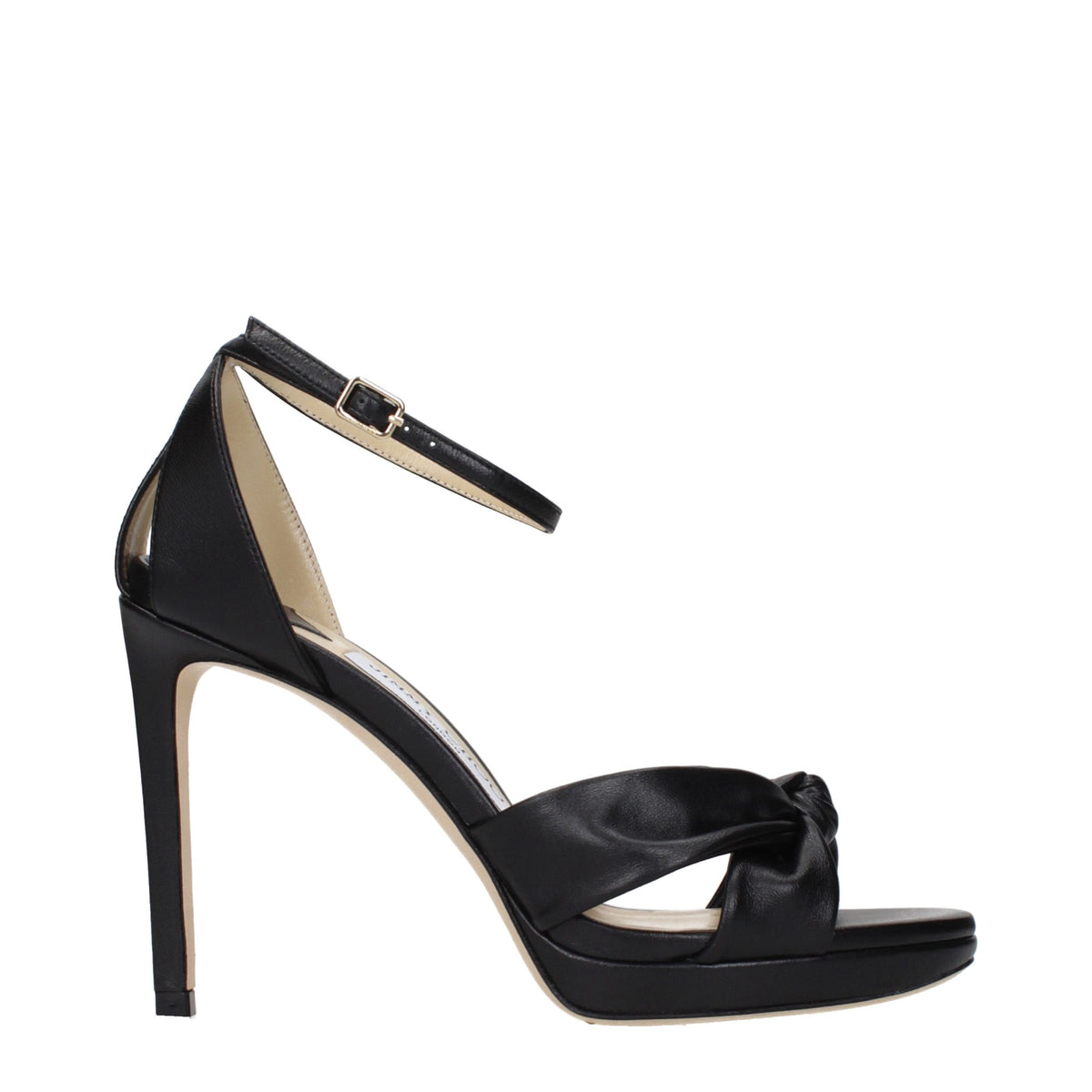 Jimmy Choo Black Leather Platform Sandals schwarz