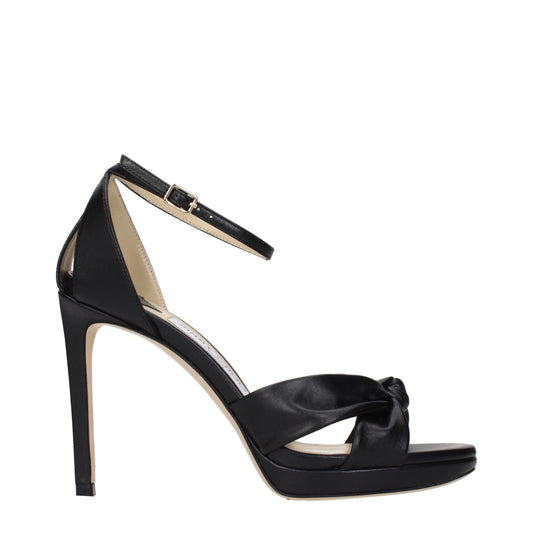 Jimmy Choo Black Leather Platform Sandals schwarz