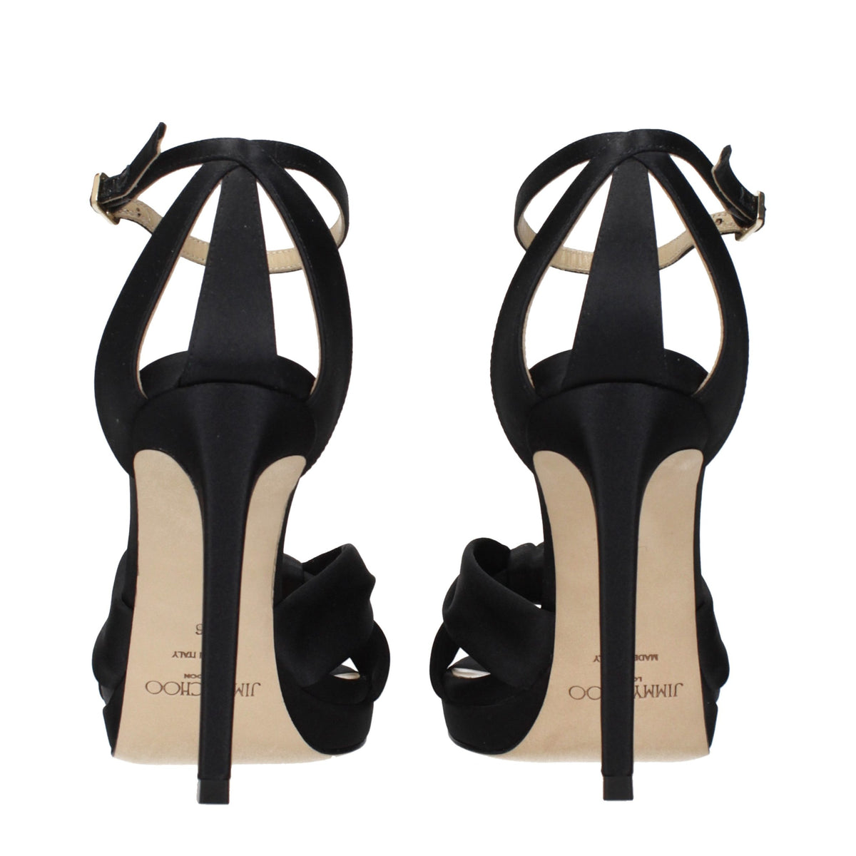 Jimmy Choo Black Satin Platform Sandals schwarz