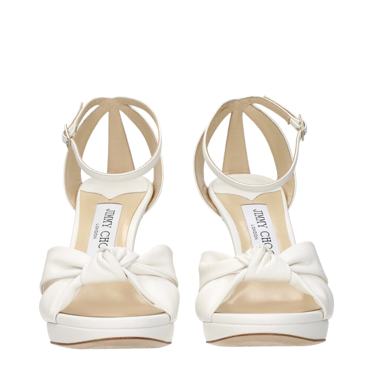 Jimmy Choo White Leather Platform Sandals weiss