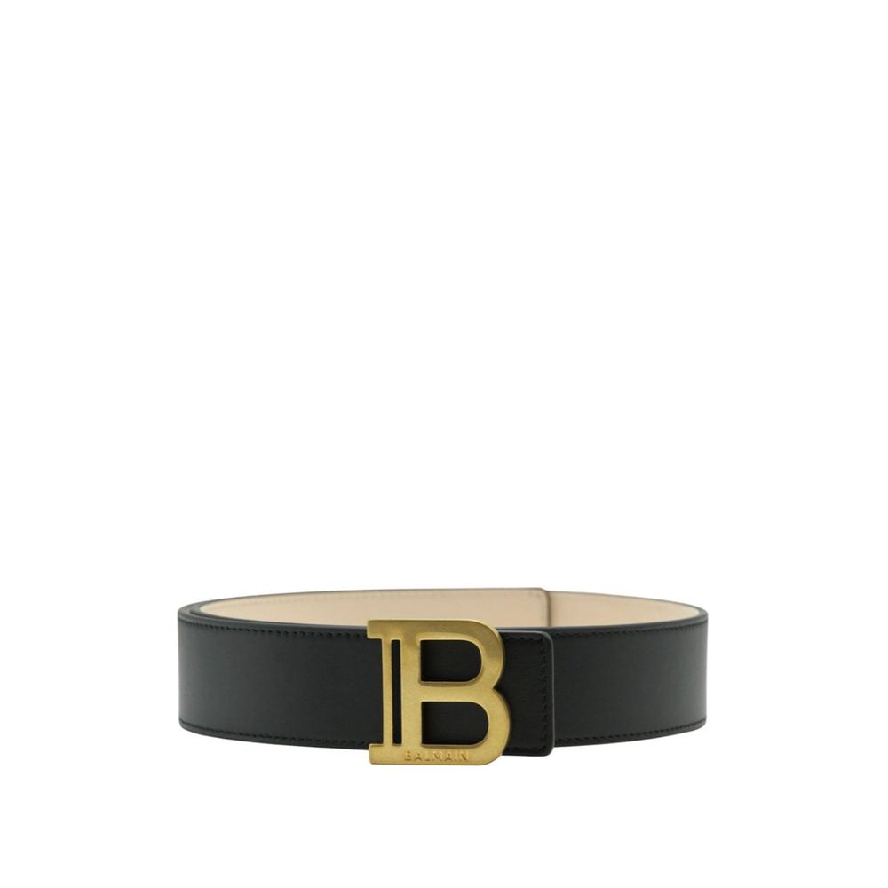 Balmain Black Leather Regular Belt schwarz