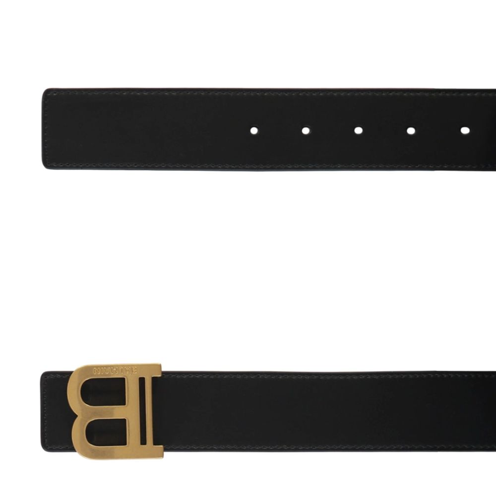 Balmain Black Leather Regular Belt schwarz
