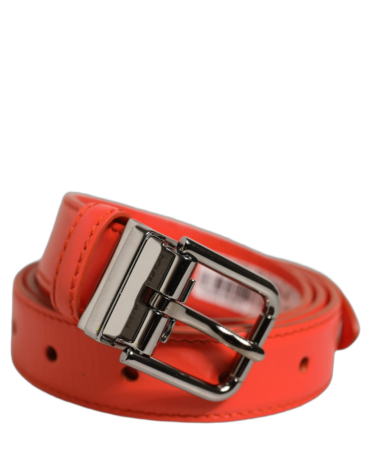 Dolce & Gabbana Red Leather Silver Metal Buckle Cintura Belt rot