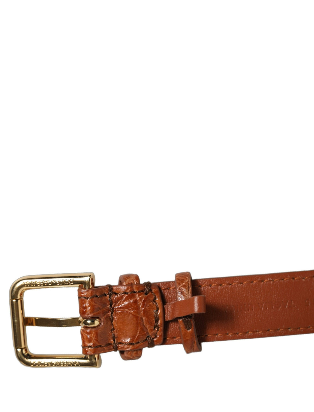 Dolce & Gabbana Brown Textured Leather Gold Buckle Belt Strap Bracelet braun