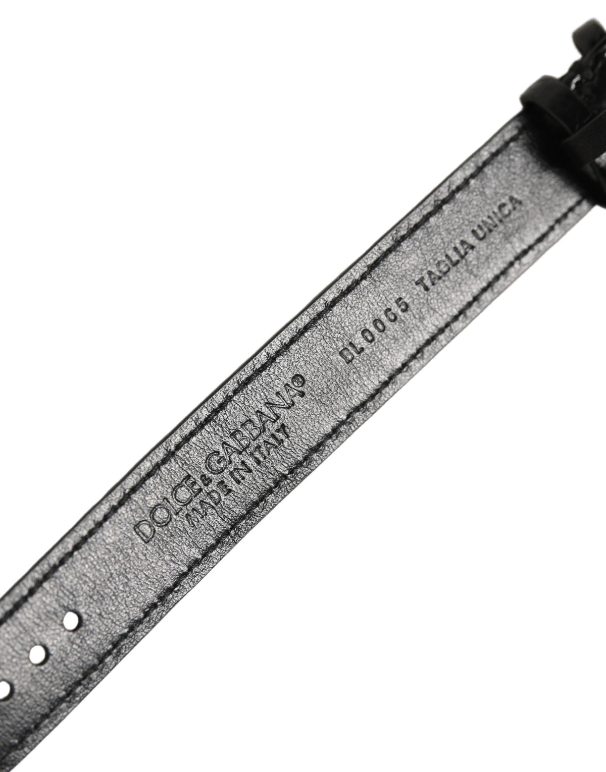 Dolce & Gabbana Black Textured Leather Gold Buckle Belt Strap Bracelet schwarz