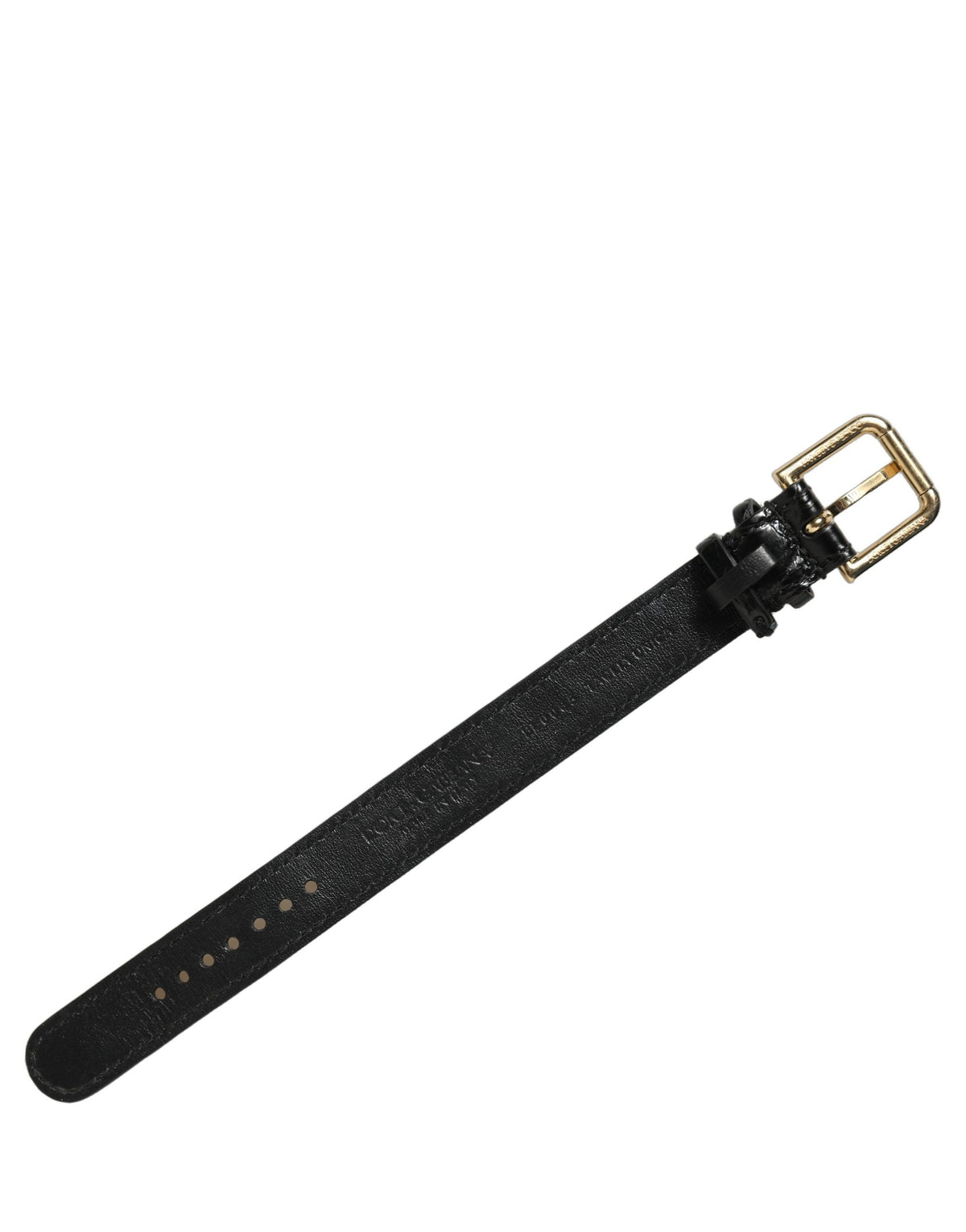 Dolce & Gabbana Black Textured Leather Gold Buckle Belt Strap Bracelet schwarz