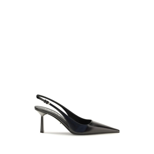 Prada Black Leather Slingback Pumps schwarz