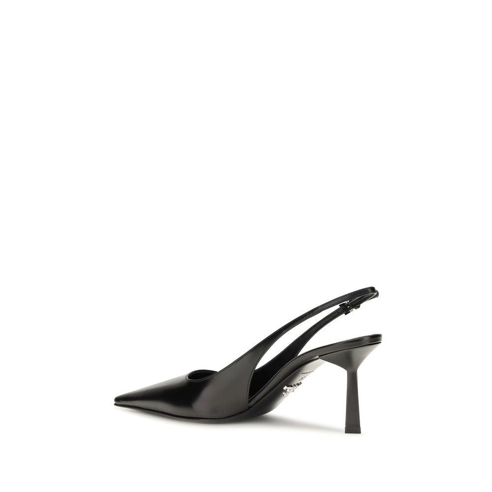 Prada Black Leather Slingback Pumps schwarz