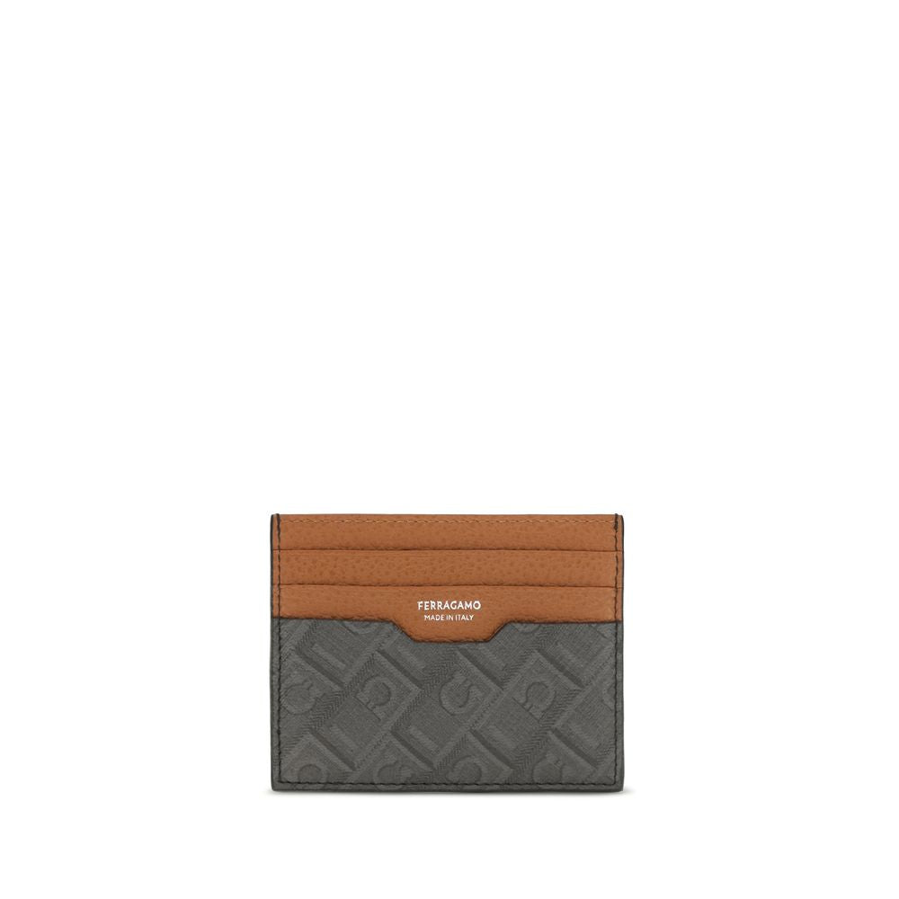 Ferragamo Brown Monogram Leather Cardholder Wallet braun