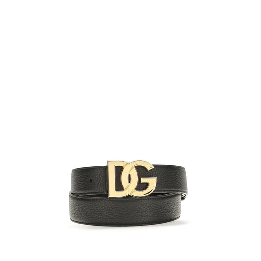 Dolce & Gabbana Black Leather Regular Belt schwarz