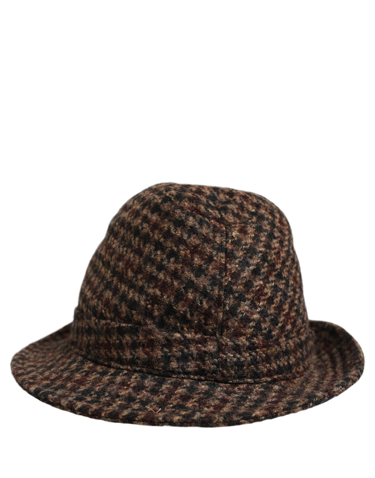 Dolce & Gabbana Brown Checkered Wool Tweed Fedora Capello Hats schwarz