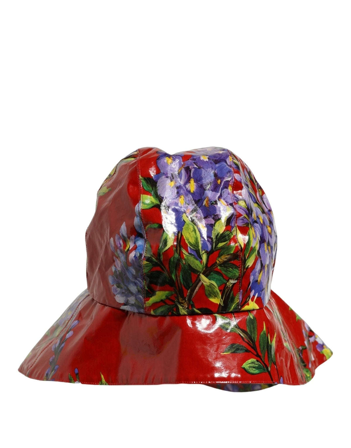 Dolce & Gabbana Glossy Red Floral Wide Brim Bucket Capello Hat rot