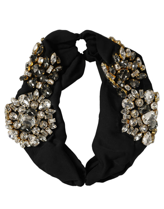 Dolce & Gabbana Black Silk Crystal Embellishment One Size Headband schwarz