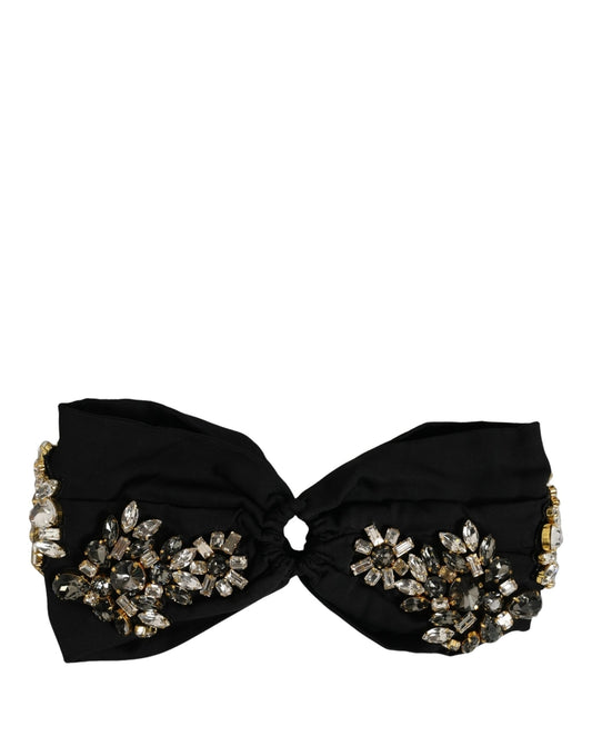 Dolce & Gabbana Black Silk Crystal Embellishment One Size Headband schwarz