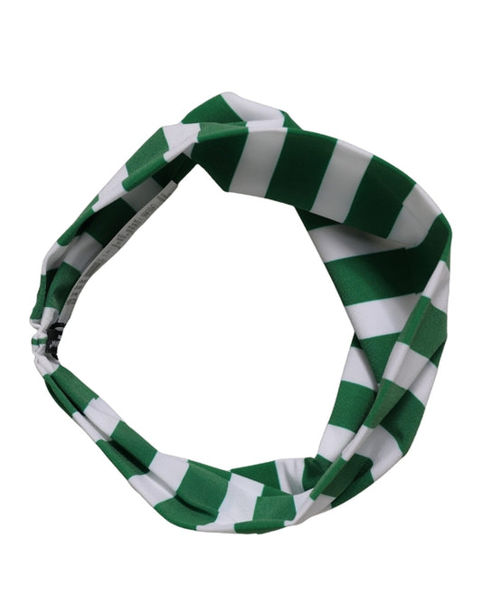 Dolce & Gabbana Green White Stripes Nylon Head Wrap One Size Headband weiss