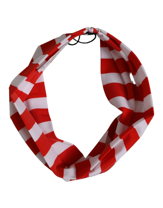 Dolce & Gabbana Red White Stripes Nylon Head Wrap One Size Headband weiss