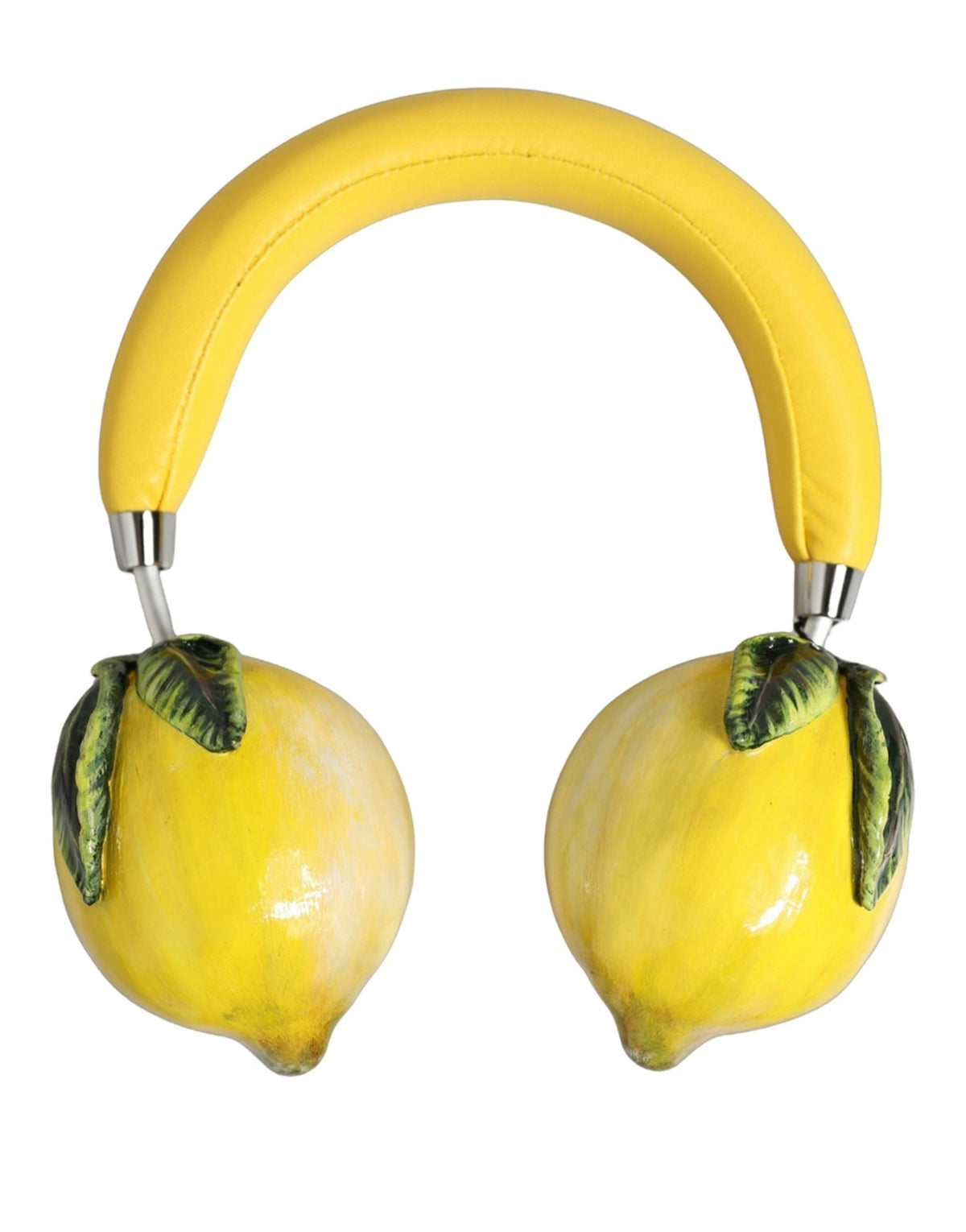 Dolce & Gabbana Yellow Vibrant Lemon Leather Headset Headphones gelb