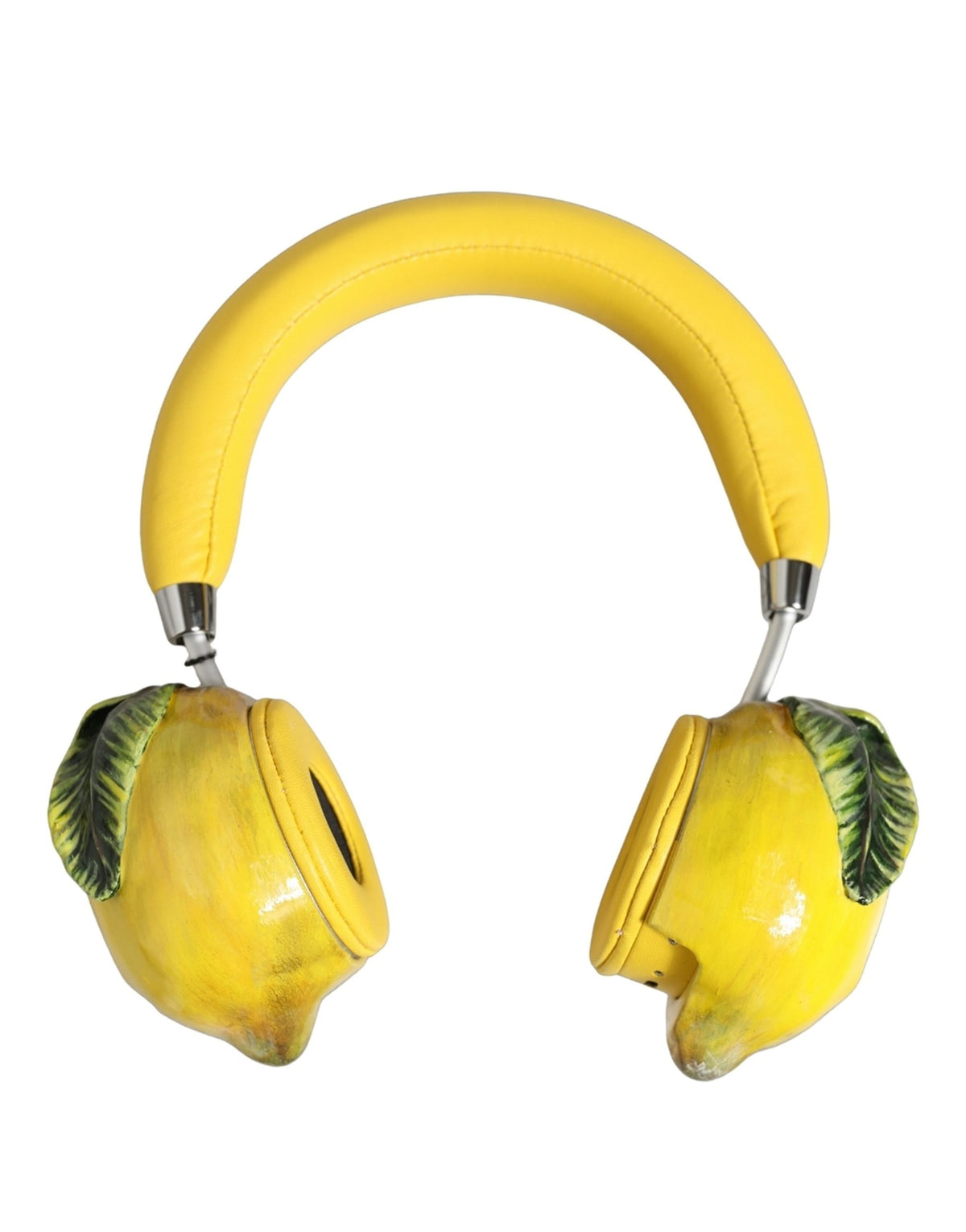 Dolce & Gabbana Yellow Vibrant Lemon Leather Headset Headphones gelb