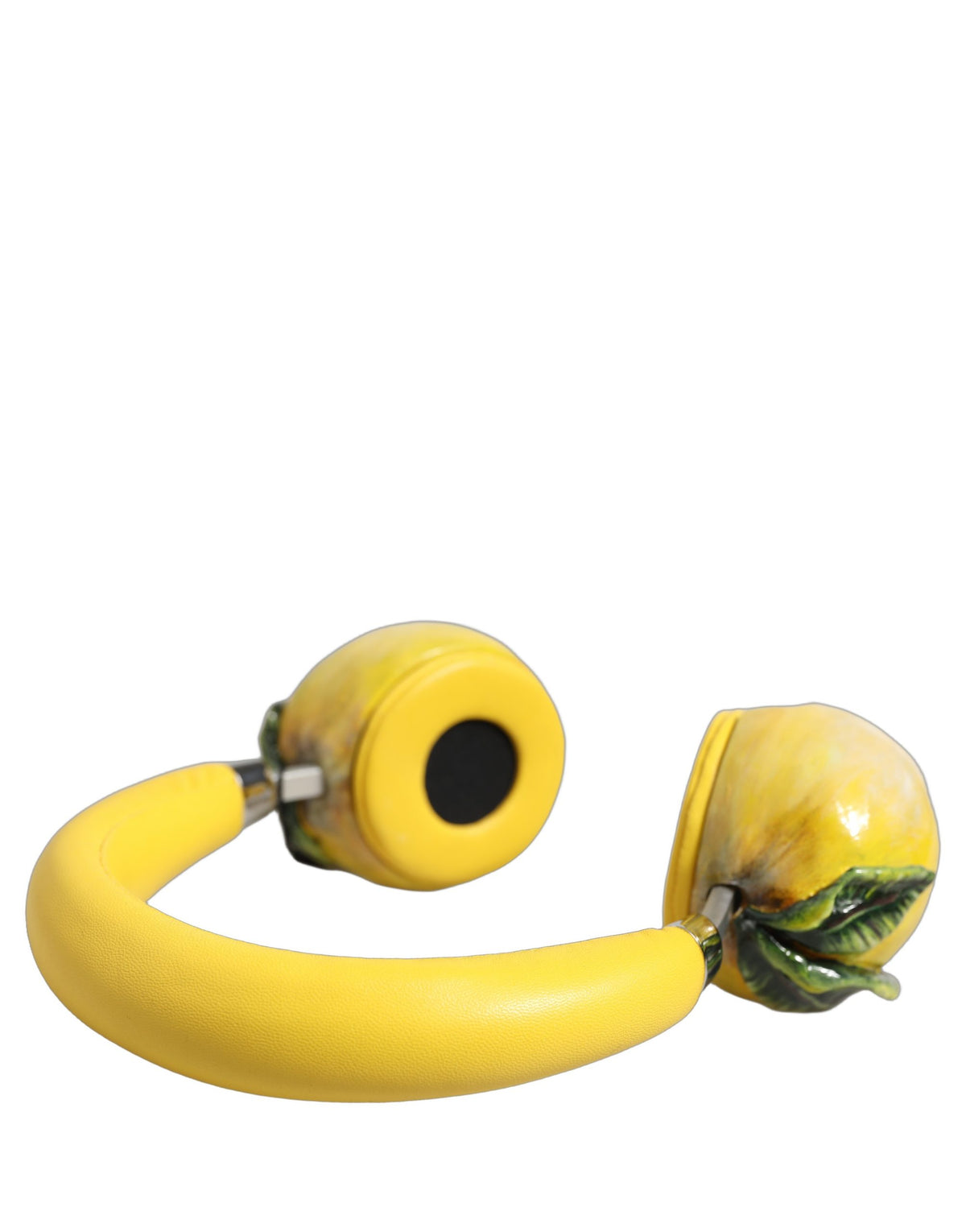 Dolce & Gabbana Yellow Vibrant Lemon Leather Headset Headphones gelb