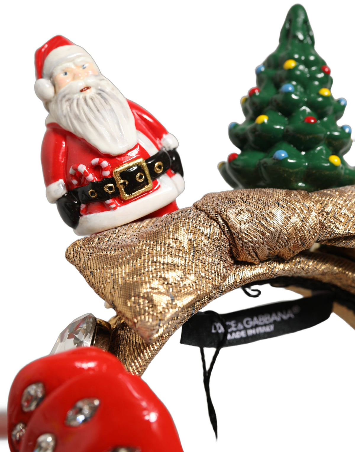 Dolce & Gabbana Multicolor Glittery Christmas Themed Headwear Headband gold
