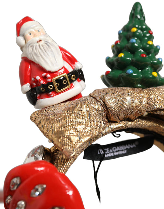 Dolce & Gabbana Multicolor Glittery Christmas Themed Headwear Headband gold