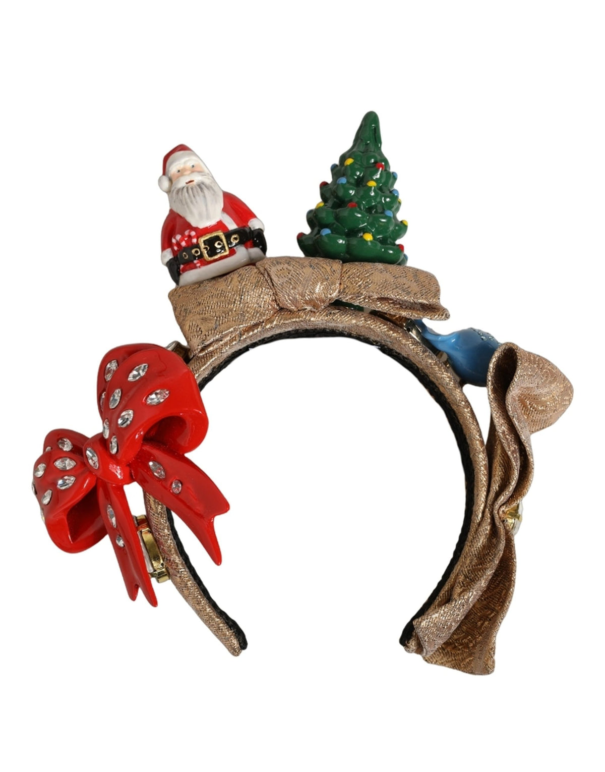Dolce & Gabbana Multicolor Glittery Christmas Themed Headwear Headband gold