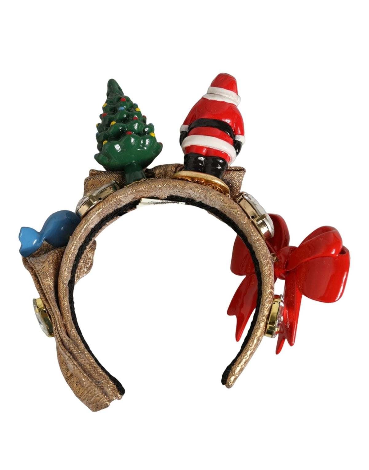 Dolce & Gabbana Multicolor Glittery Christmas Themed Headwear Headband gold