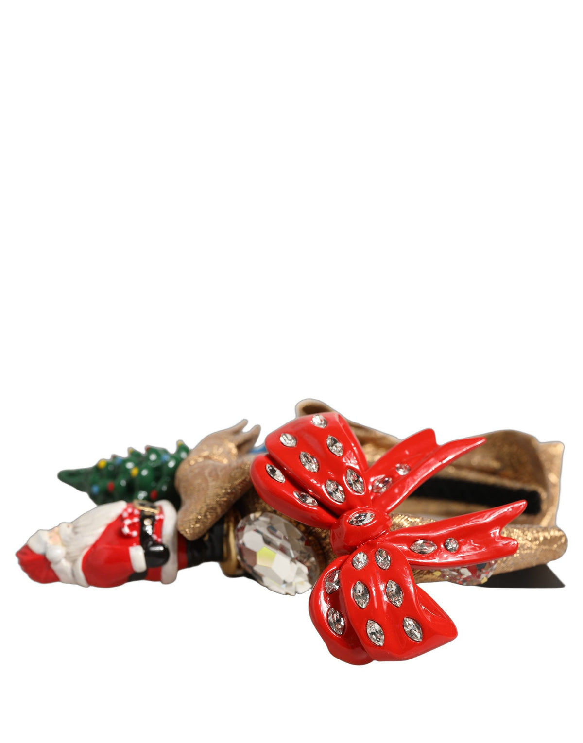 Dolce & Gabbana Multicolor Glittery Christmas Themed Headwear Headband gold