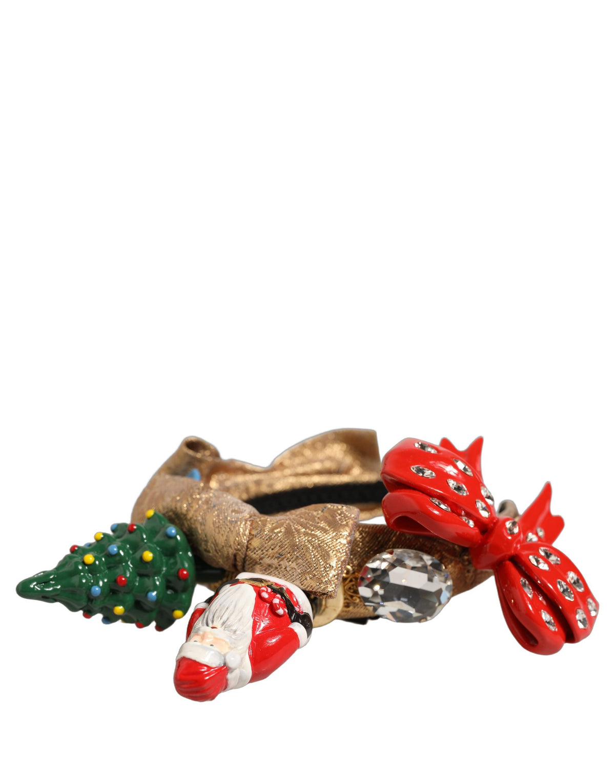 Dolce & Gabbana Multicolor Glittery Christmas Themed Headwear Headband gold