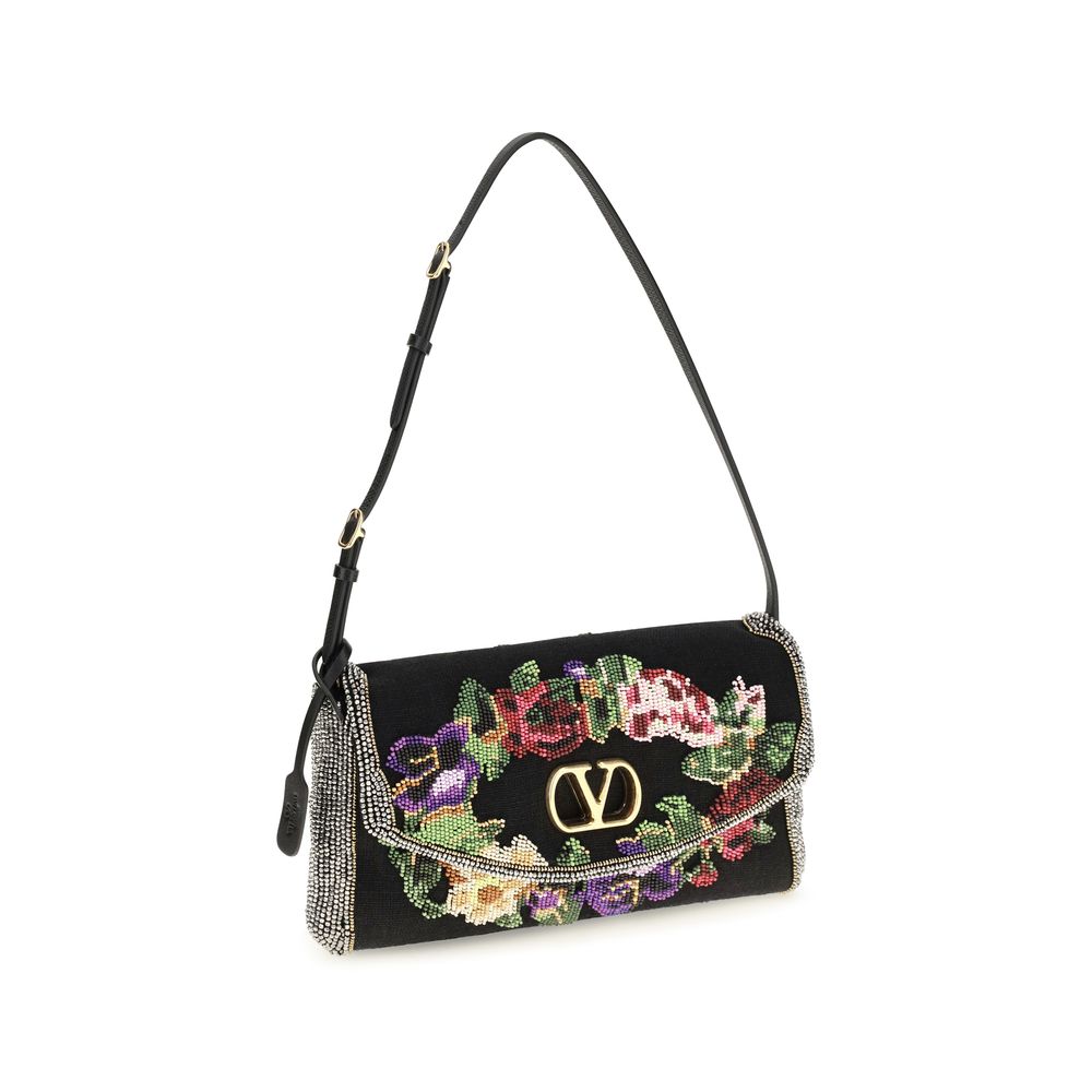 Valentino Garavani Black Satin Shoulder Bag schwarz