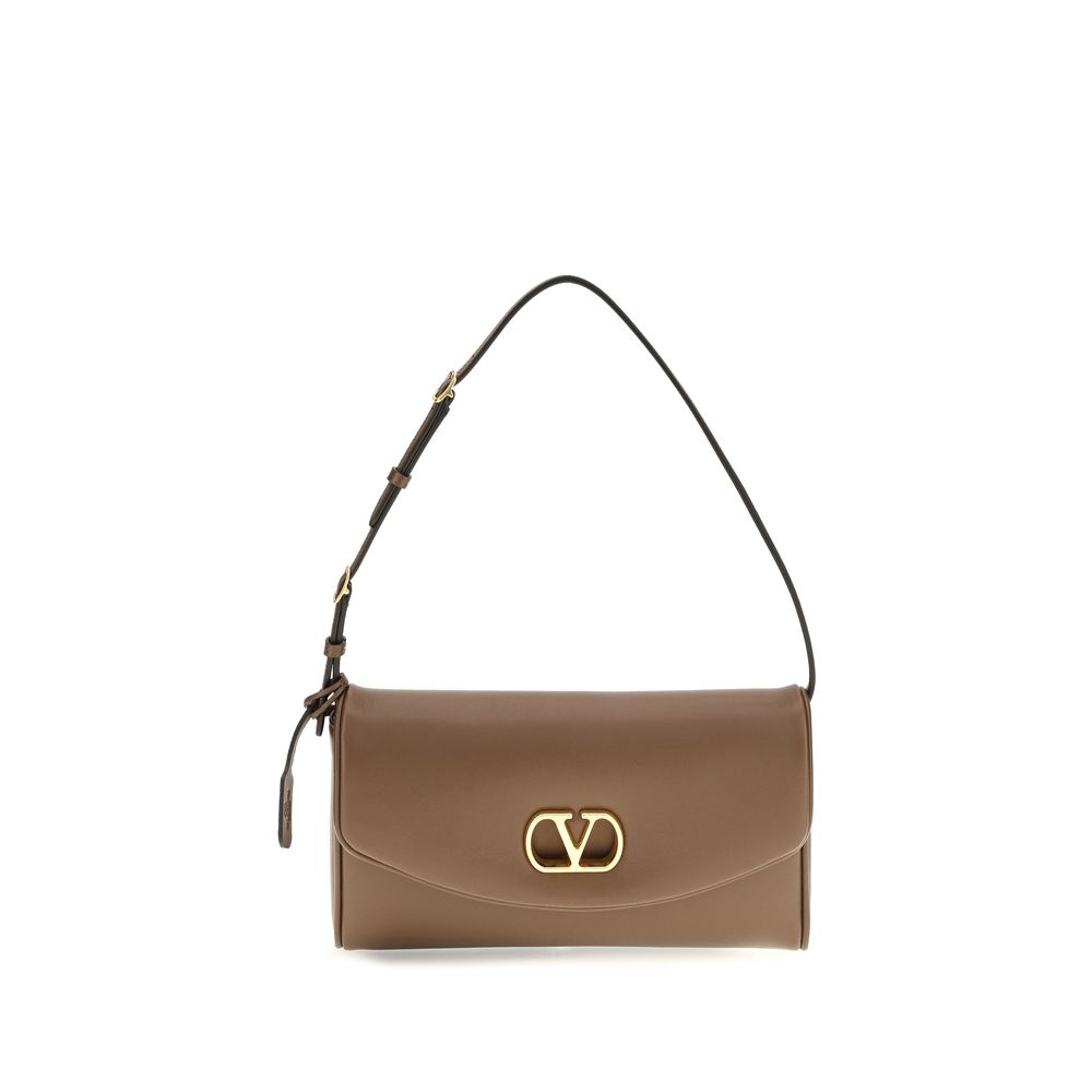 Valentino Garavani Brown Devain Leather Shoulder Bag braun