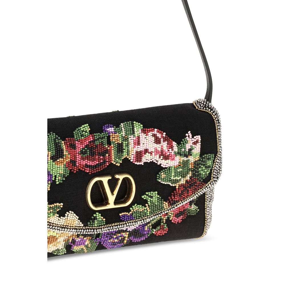 Valentino Garavani Black Satin Shoulder Bag schwarz