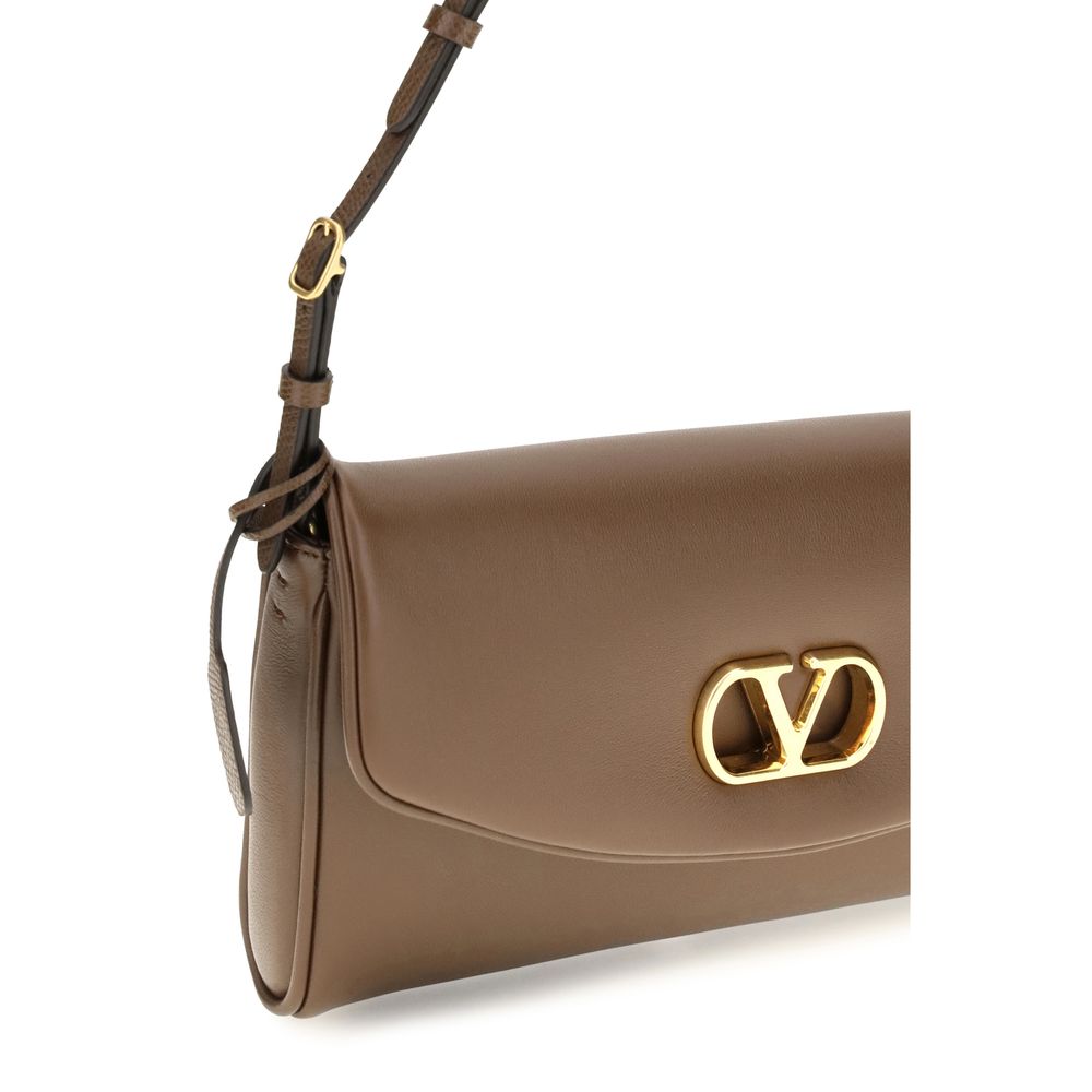 Valentino Garavani Brown Devain Leather Shoulder Bag braun