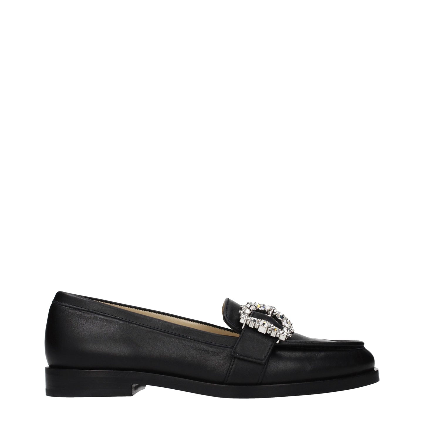 Jimmy Choo Black Leather Slip-On Loafers schwarz