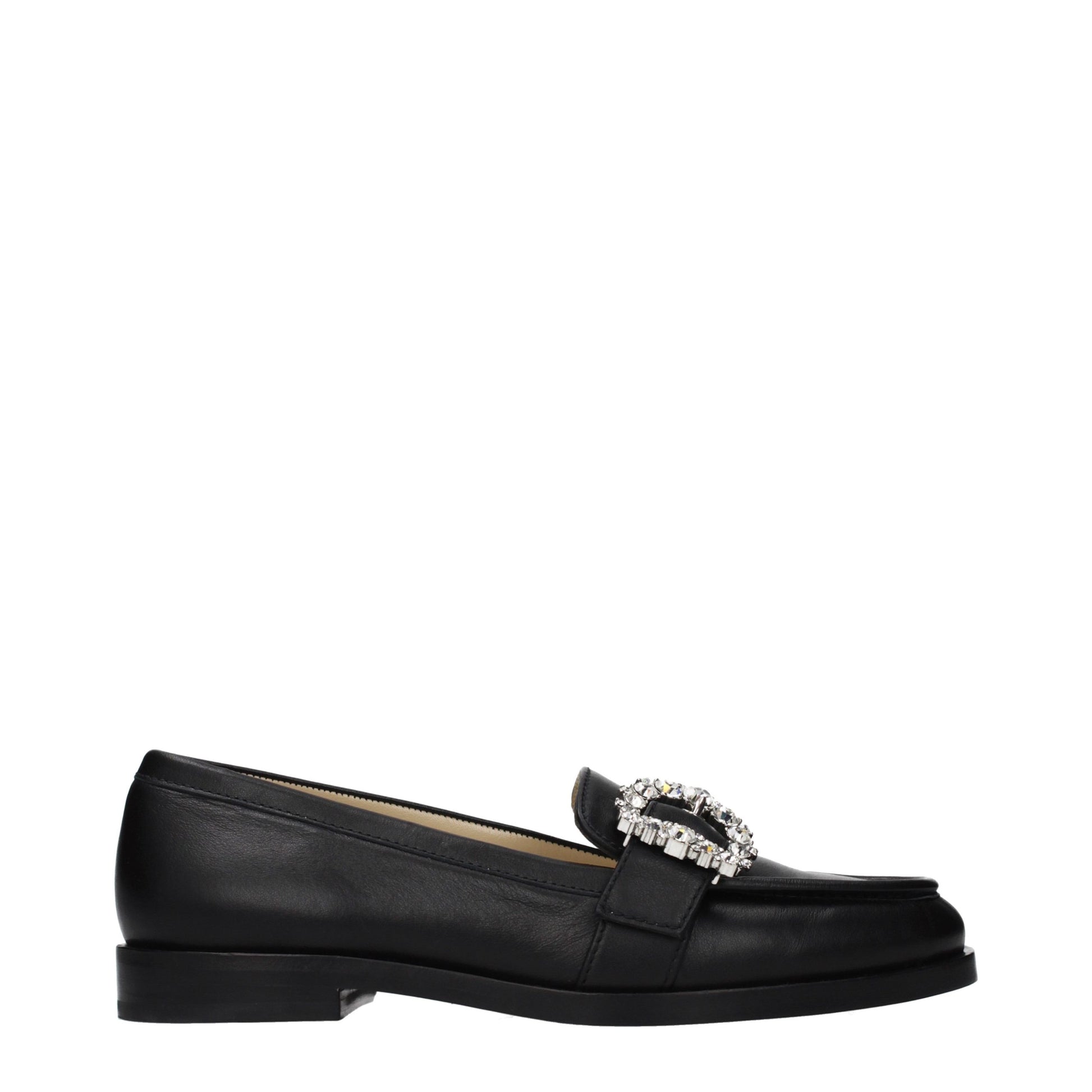 Jimmy Choo Black Leather Slip-On Loafers schwarz