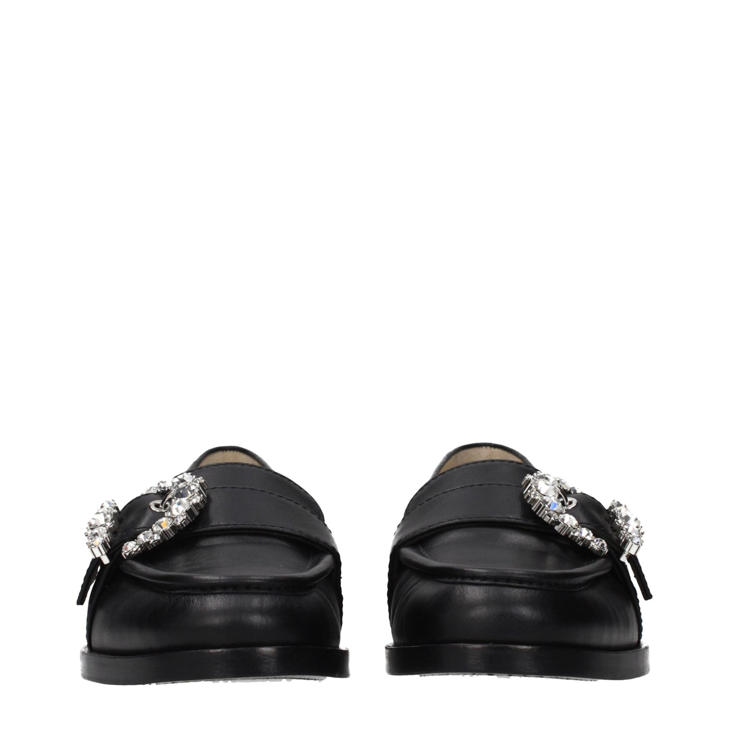 Jimmy Choo Black Leather Slip-On Loafers schwarz