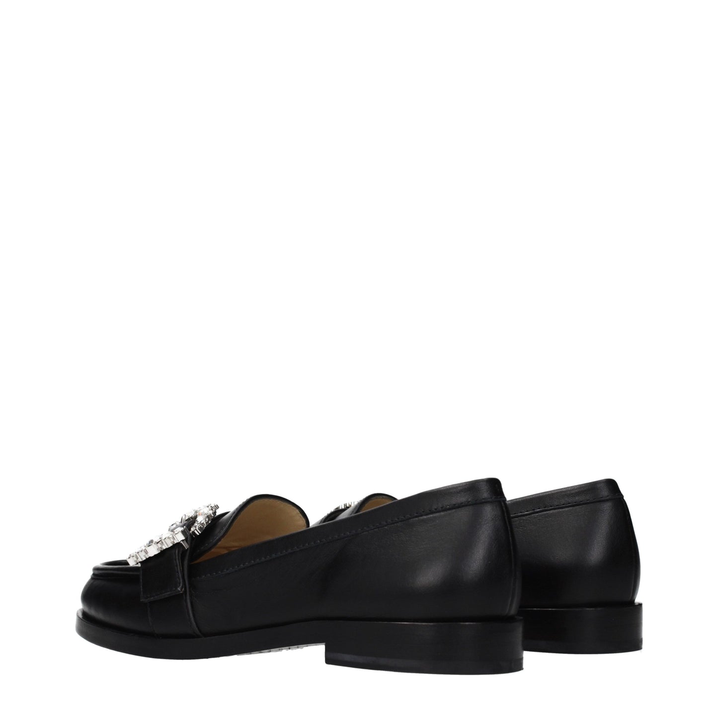 Jimmy Choo Black Leather Slip-On Loafers schwarz